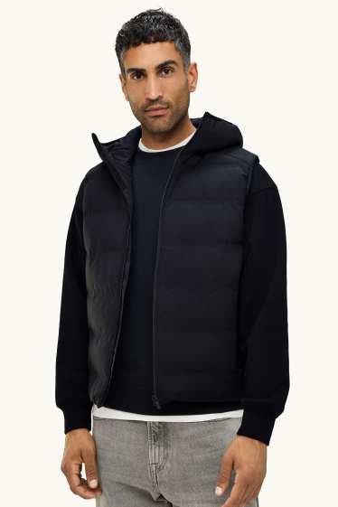 Uomo - Gilet tecnico trapuntato con cappuccio - idrorepellente - nero