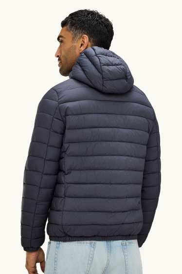 Herren - Steppjacke mit Kapuze - dunkelgrau