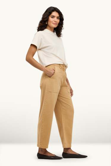 Damen - Barrel Jeans - High Waist - beige