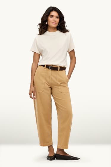 Damen - Barrel Jeans - High Waist - beige