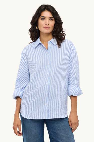 Women - Blouse - blue / white