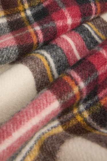 Dames - Sjaal met franjes - geruit - beige