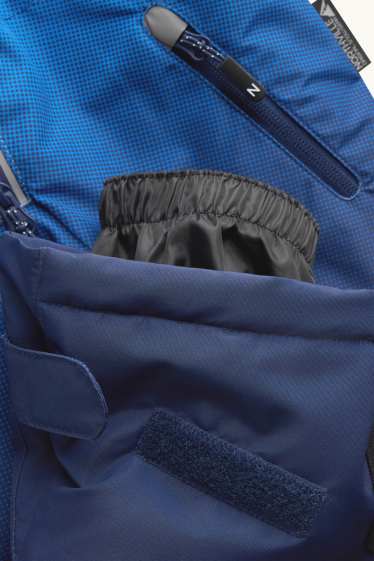 Enfants garçons - Combinaison de ski avec capuche - doublée - imperméable - à motif - bleu