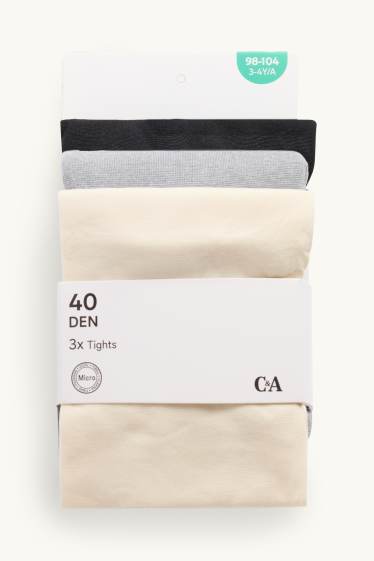 Nena - Paquet de 3 - mitges fines - 40 DEN - negre/gris