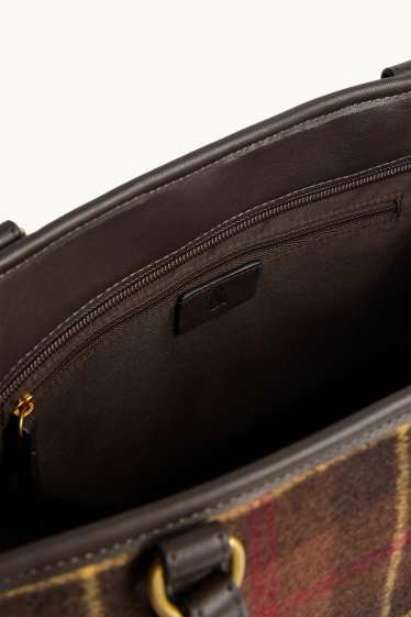Damen - Großer Shopper - kariert - braun