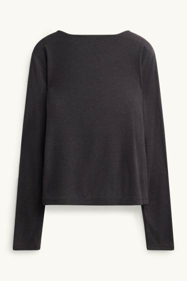 Dona - Càrdigan - look 2 en 1 - gris fosc jaspiat