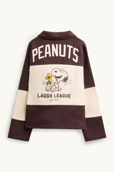 Dámské - Mikina - pruhovaná - Peanuts - hnědá / krémově bílá