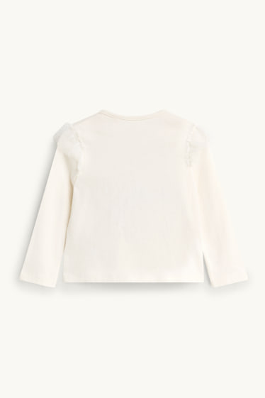 Bambine - Halloween - bambina, fantasma - maglia a maniche lunghe - effetto brillante - bianco crema