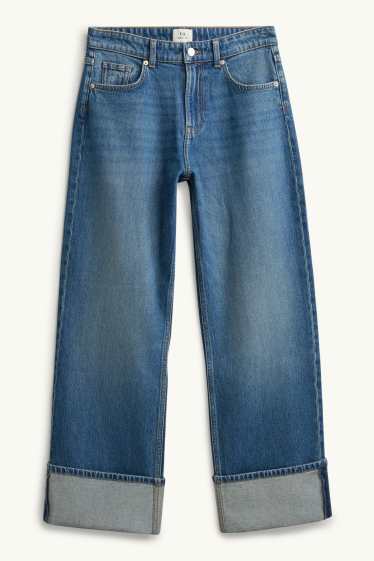 Damen - Baggy Jeans - Mid Waist - jeansblau