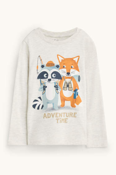 Kinder Buben - Fuchs und Waschbär - Set - Langarmshirt und Hemd - 2 teilig - dunkelblau