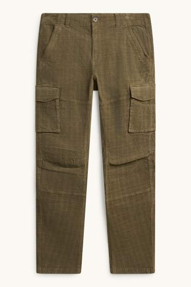 Men - Corduroy trousers - straight fit - dark green