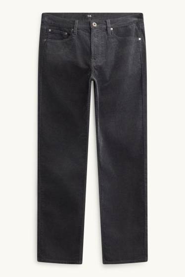 Men - Corduroy trousers - straight fit - denim-dark gray