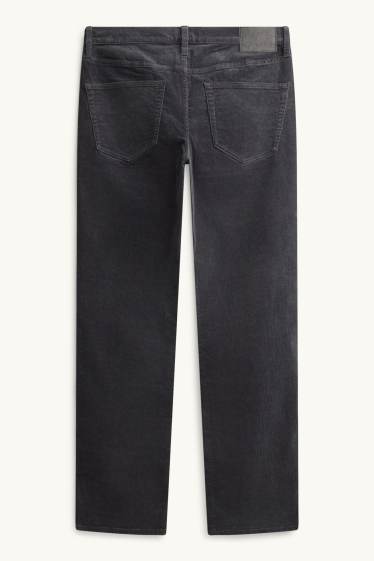 Men - Corduroy trousers - straight fit - denim-dark gray