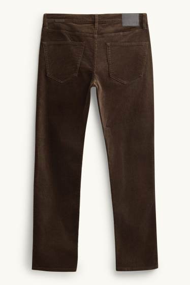 Bărbați - Pantaloni din catifea reiată - straight fit - maro închis
