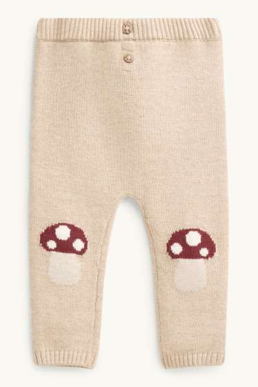 Unisex - Toadstool - knitted baby leggings - beige