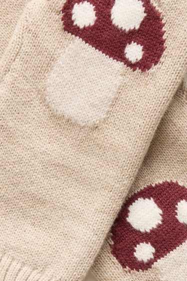 Unisex - Toadstool - knitted baby leggings - beige