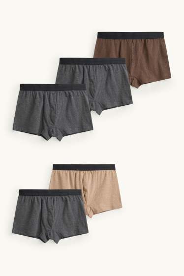 Herren - Multipack 5er - Trunks - grau / braun
