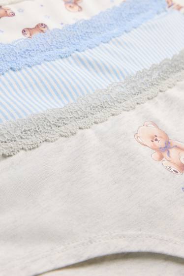 Kinderen: meisjes - Set van 3 - teddybeer - hipster - blauw / grijs