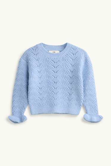 Enfants filles - Pull - motif tressé - bleu clair