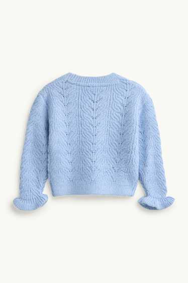 Enfants filles - Pull - motif tressé - bleu clair