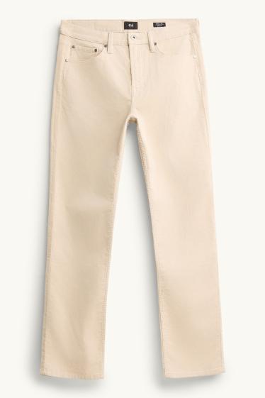 Bărbați - Pantaloni din catifea reiată - straight fit - bej deschis
