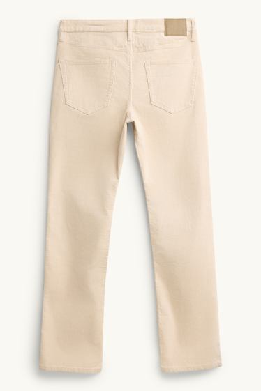 Bărbați - Pantaloni din catifea reiată - straight fit - bej deschis