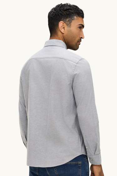 Pánské - Košile - regular fit - button-down - světle šedá
