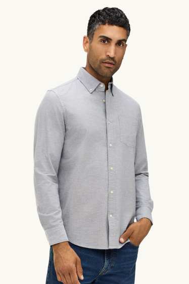 Pánské - Košile - regular fit - button-down - světle šedá