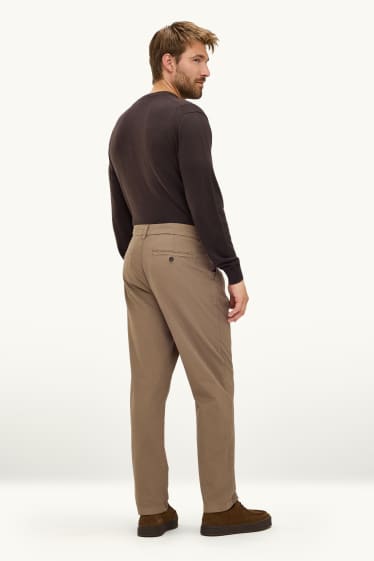 Hommes - Chino - tapered fit - finition texturée - marron clair