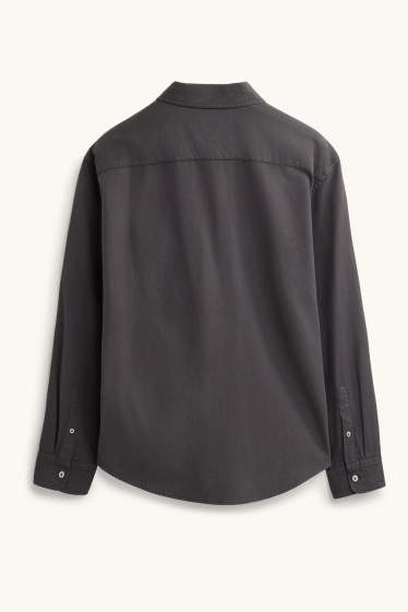 Hommes - Chemise - relaxed fit - col kent - gris foncé