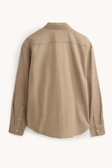 Hommes - Chemise - relaxed fit - col kent - beige