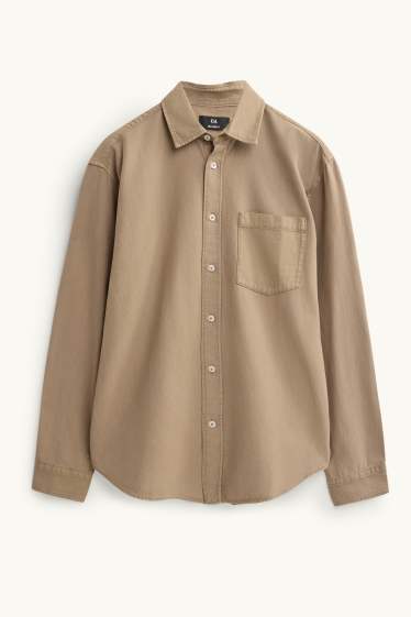 Hommes - Chemise - relaxed fit - col kent - beige