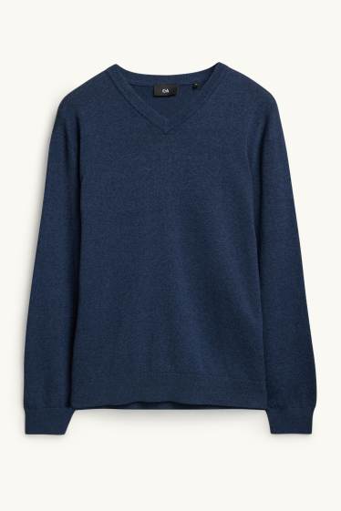 Home - Jersei amb coll en punta - blau fosc