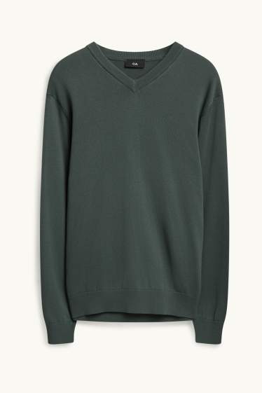 Men - V-neck jumper - green