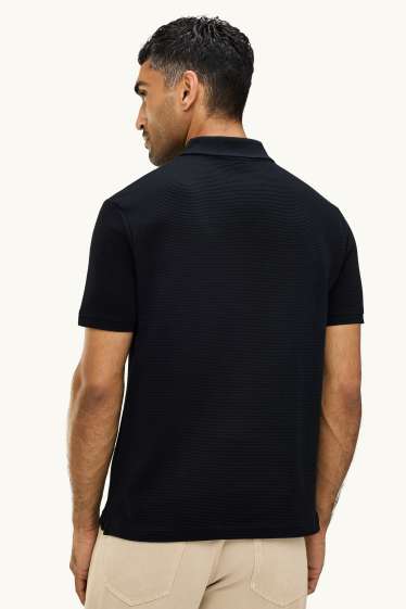 Pánské - Polokošile - regular fit - žebrovaná - černá