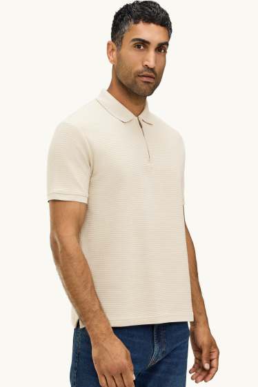 Men - Polo shirt - regular fit - ribbed - creme