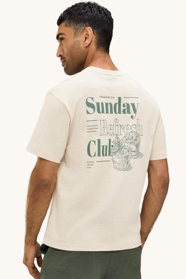 Hommes - T-shirt - relaxed fit - crème