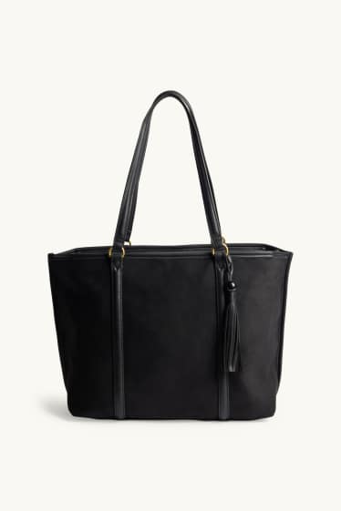 Women - Large shopper - faux suede - black
