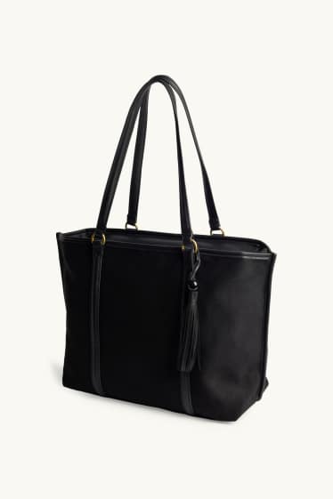 Women - Large shopper - faux suede - black