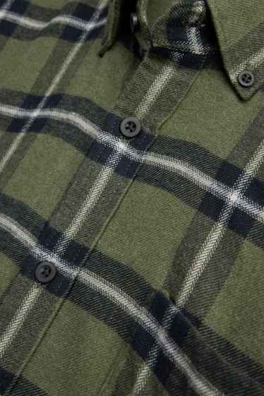 Hommes - Chemise - regular fit - col button-down - à carreaux - vert foncé / noir
