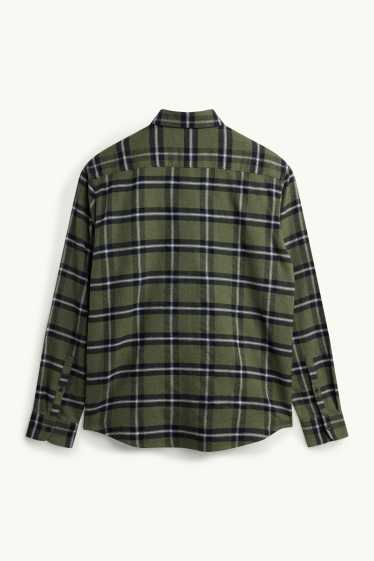 Hommes - Chemise - regular fit - col button-down - à carreaux - vert foncé / noir