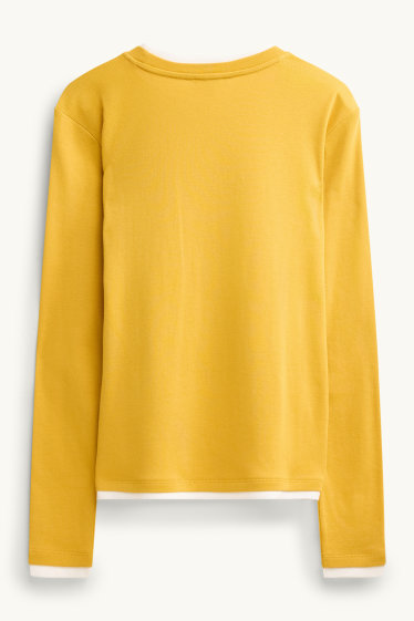 Dames - Longsleeve - regular fit - 2-in-1-look - geel