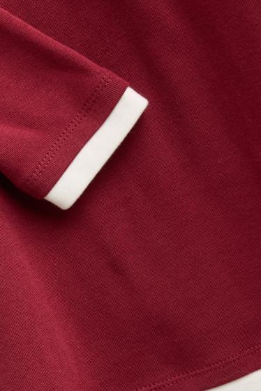 Dames - Longsleeve - regular fit - 2-in-1-look - rood / wit