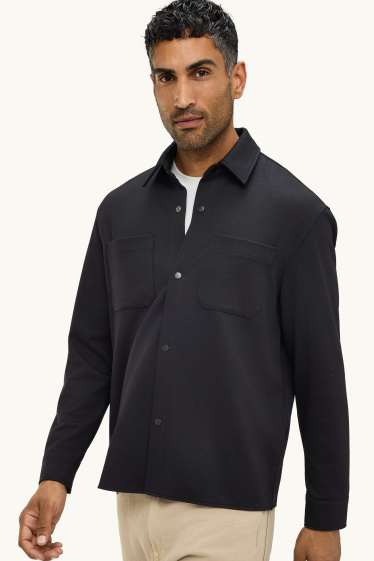 Hommes - Veste-chemise - relaxed fit - col kent - noir