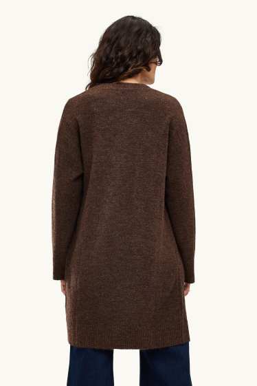 Femmes - Gilet long en maille - Cacao