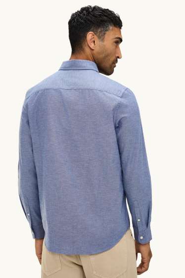 Herren - Hemd - Regular Fit - Button-down - blau-melange