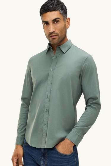 Hommes - Chemise - regular fit - col kent - vert