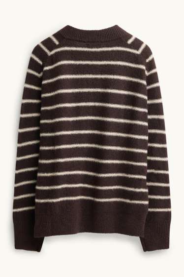 Damen - Pullover - gestreift - braun / cremeweiß