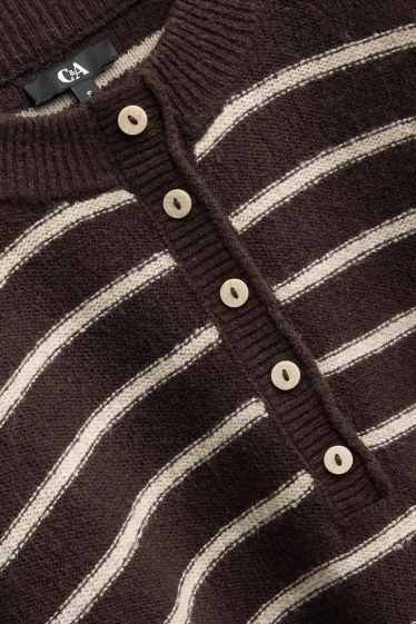 Damen - Pullover - gestreift - braun / cremeweiß