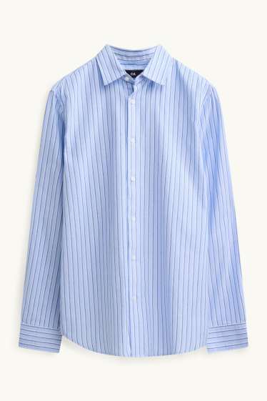 Hommes - Chemise - regular fit - col kent - à rayures - bleu clair